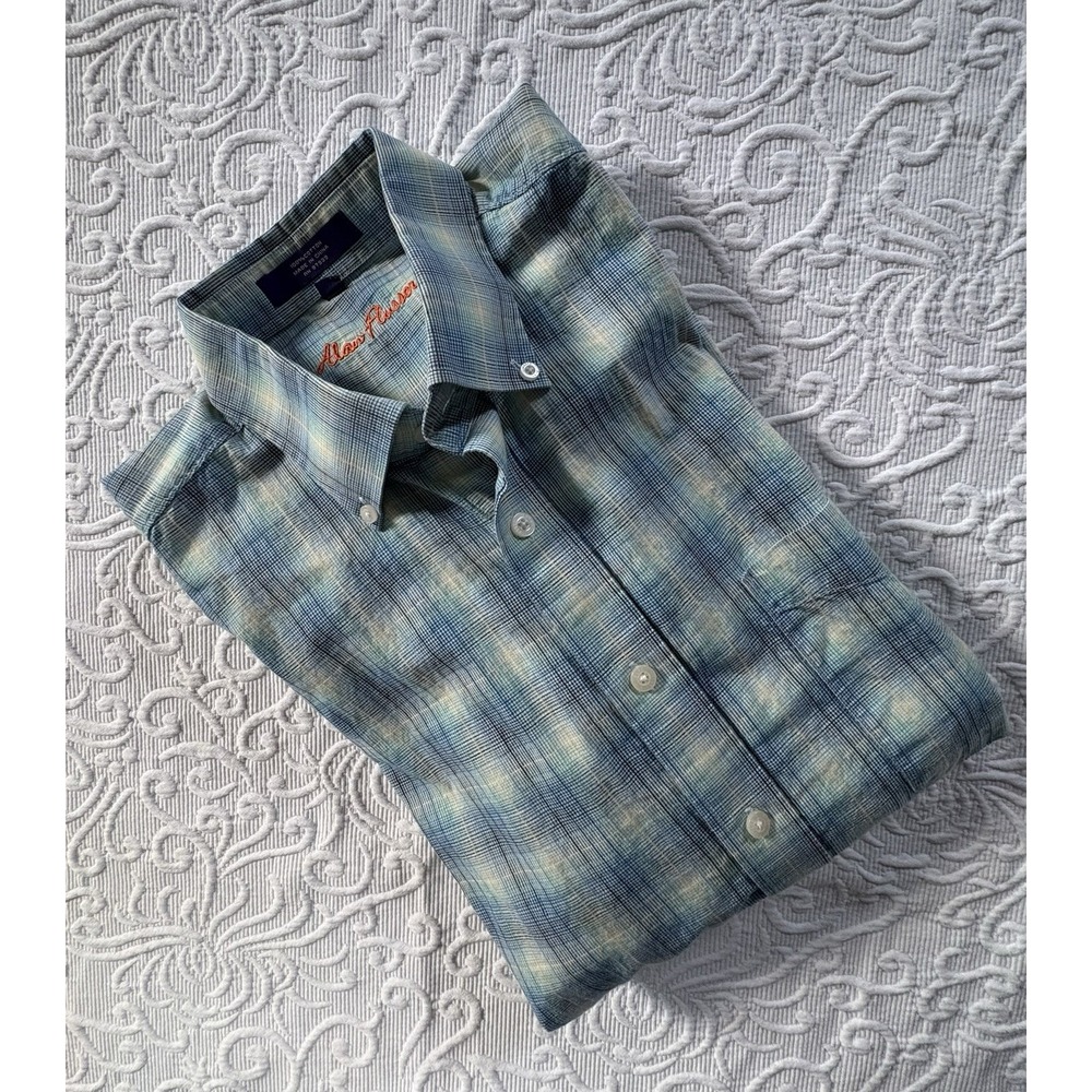 Alan Flusser Mens Shirt Dressy/Casual Button Down Long Sleeve Colorful Shirt, L.